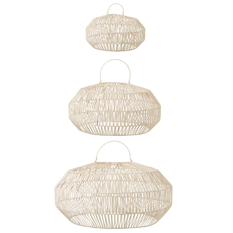 HANGING LAMP RATTAN WHITE SET OF 3 JOY